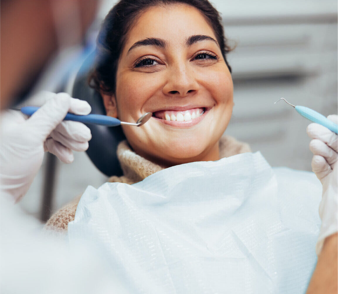 Woman receiving cosmetic dentistry